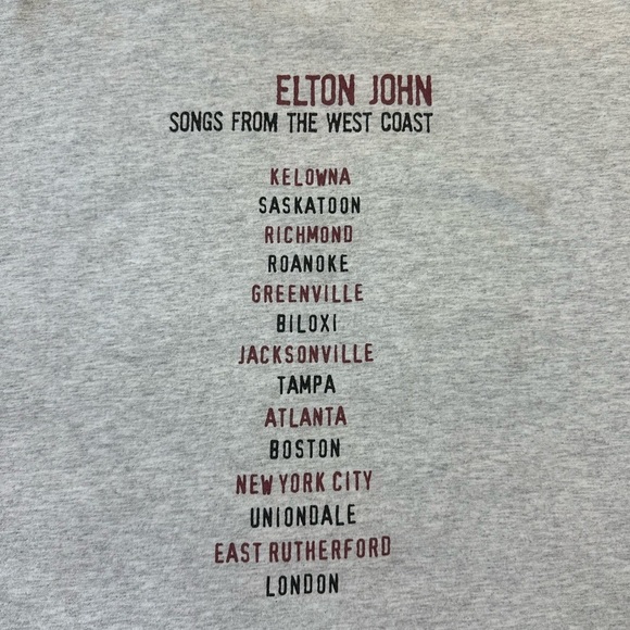 Vintage Elton John Songs From The West Coast Concert T-shirt Size XL - Picture 7 of 7